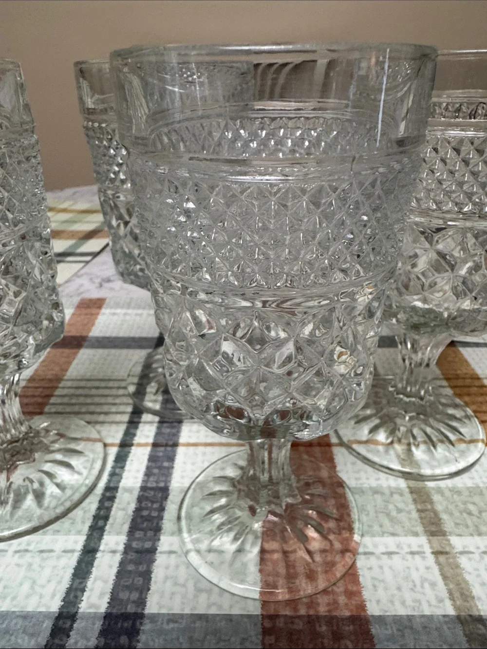 Anchor Hocking Clear Pressed Glass Wone/Water goblets  - Set of 4